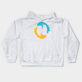 Blue and yellow fish in circle Kids Hoodie